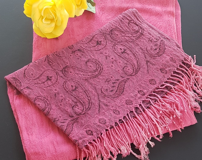 Simon Chang Designer Pink Black Evening Shawl Elegant Shoulder Wrap Formal Wedding Vintage Paisley