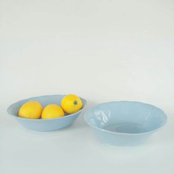 Set of 2 Vintage Grindley Lupin Petal Blue Creampetal Oval Serving Bowls