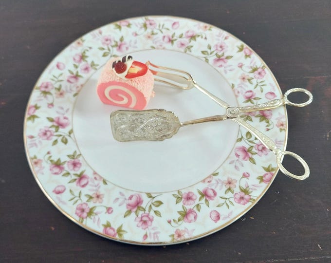 Vintage Silver Plated Pastry Tongs with Scissors Handles for Serving Utensils for Sandwich, Cake, Cookie, Tea Party