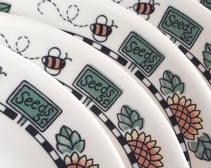 Vintage Corelle Sunblossoms 6.75 Inch Small Plates Sunflower Farmhouse Dinnerware
