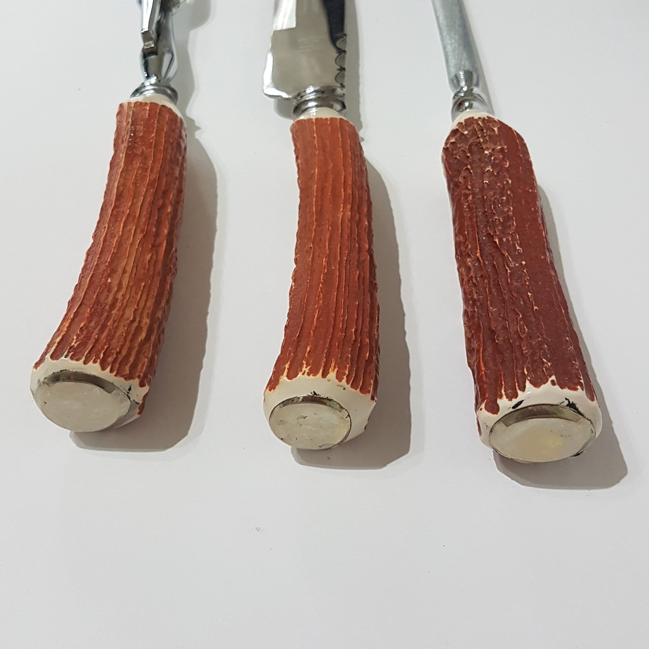 3pc Meat Carving Set, Faux Antler Handles, King Carver Duracut M
