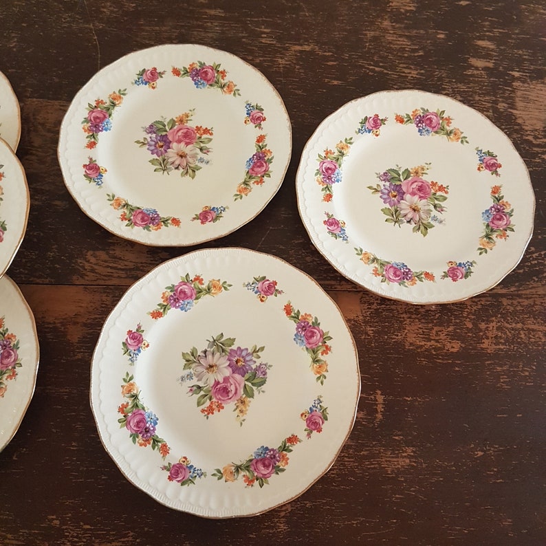 Swinnertons Dinner Plate Sets of 2, Luxor Vellum, Reg No 837606, Pattern SWI139, Vintage English Transferware, Floral China Plates, 1940 image 6