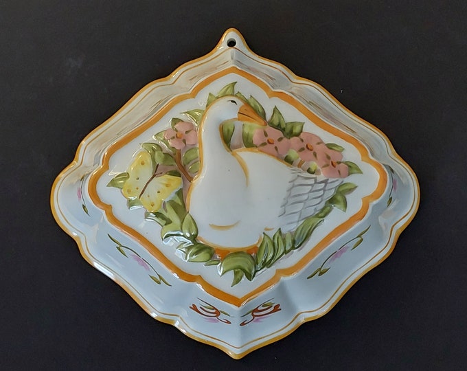 Ceramic Jello Gelatin Salad Mold, White Goose Duck, Le Cordon Bleu, The Franklin Mint 1986, Wall Hanging, Country Kitchen Decor