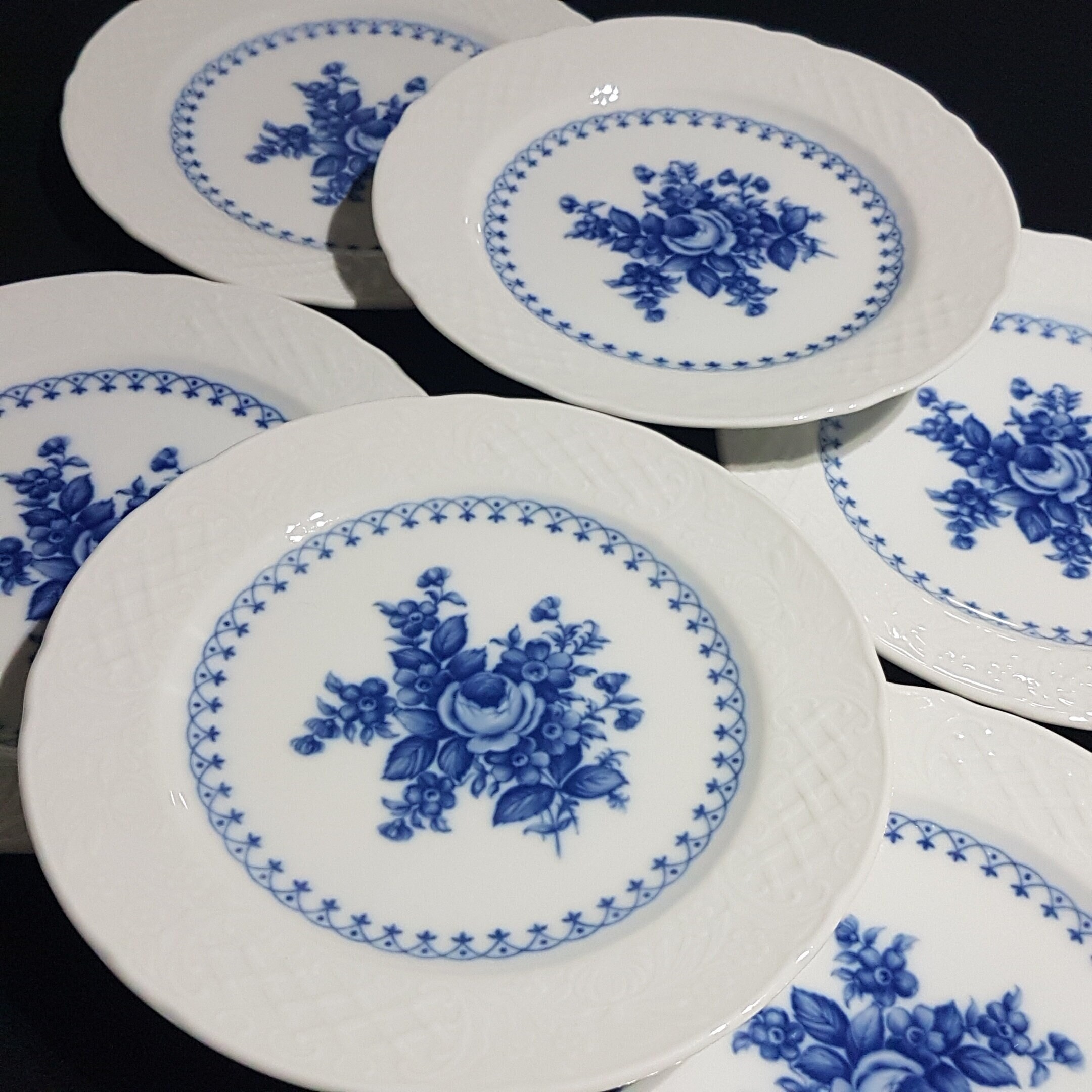 Dessert Plates, Schumann Arzberg, Pattern SCH440, Cobalt Blue Floral