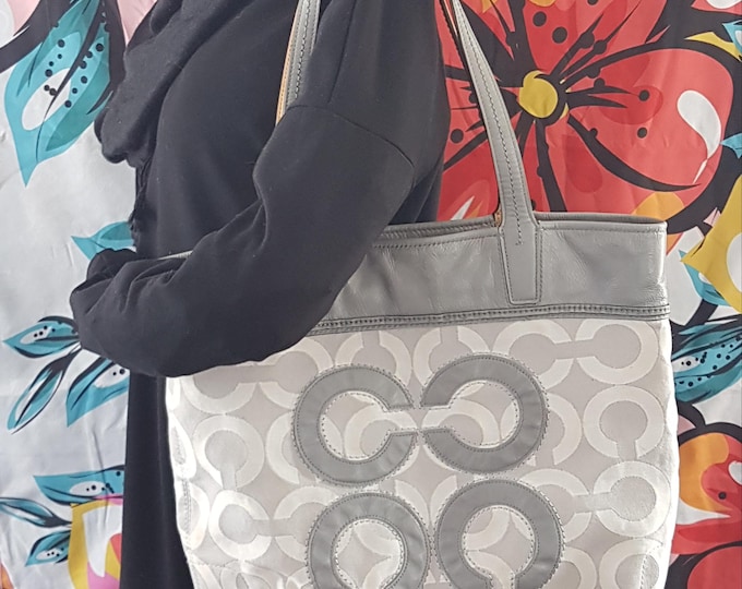 COACH Audrey 17035 Shoulder Bag, Grey White Tote Bag