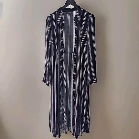 Plus Size Striped Rayon Duster Kimono - Bohemian Cover Up