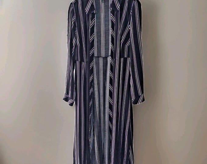 Plus Size Multi Stripe Challis Duster Cardigan Kimono 2X Bohemian Beach Cover Up Resort Wear