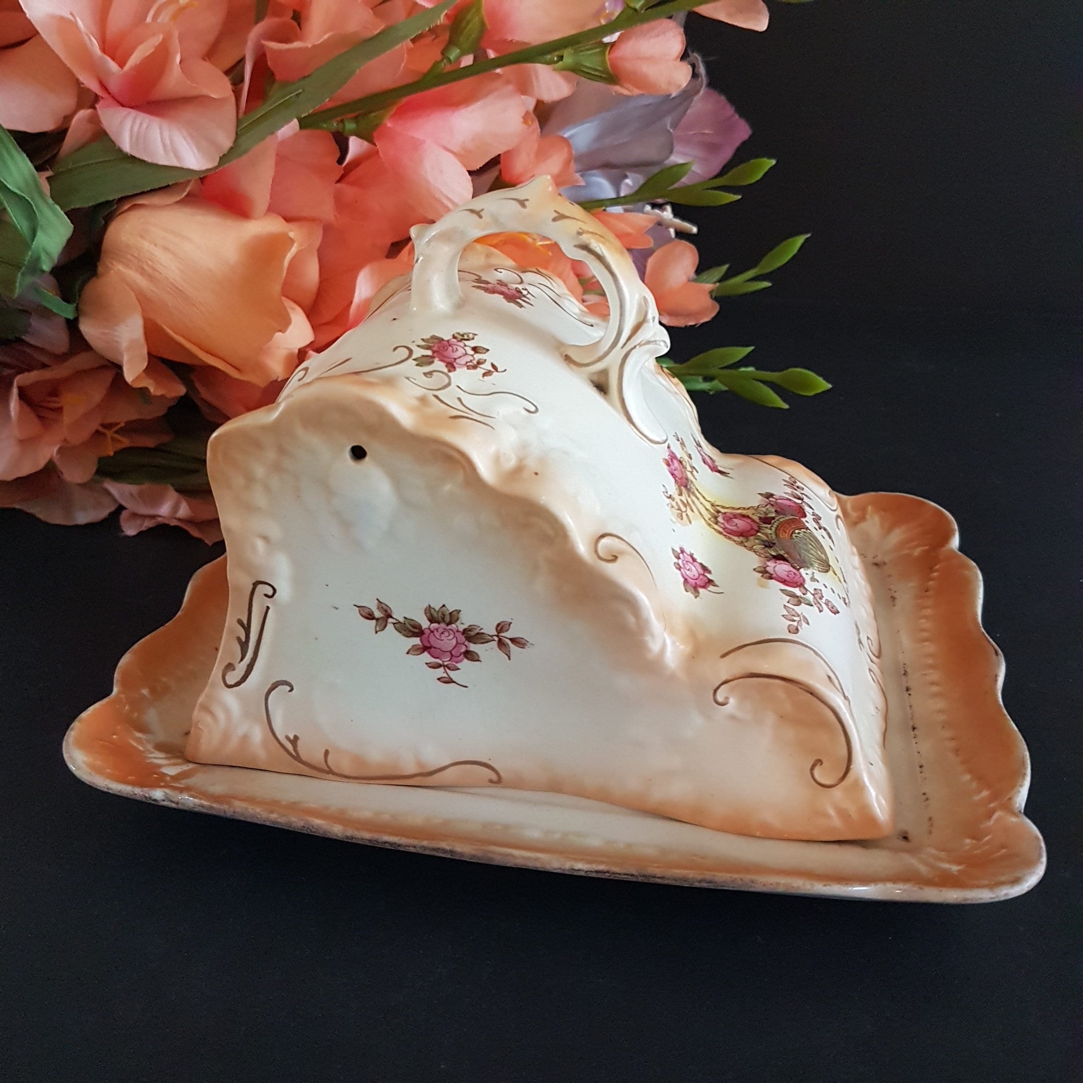 Victorian Cheese Keeper Hand Painted