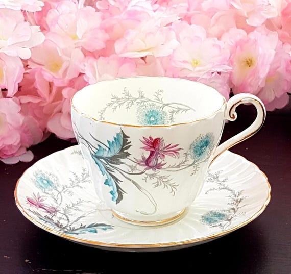 Aynsley Wayside 1960s Mid Century English Bone China Tea Cup & Saucer