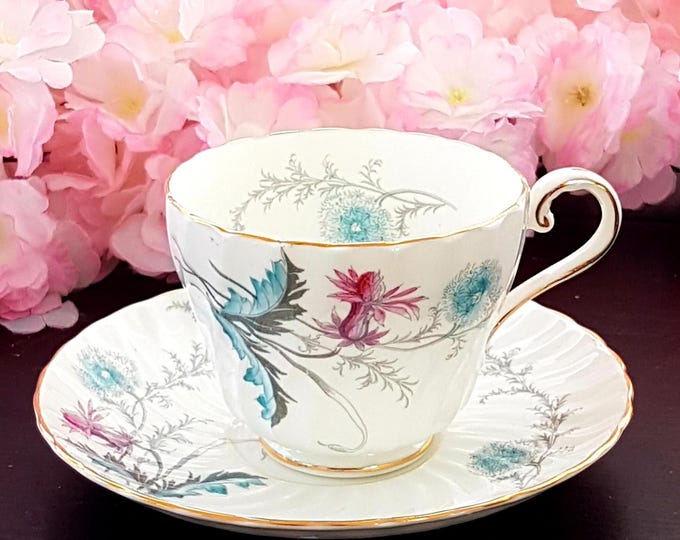 Aynsley Wayside 1960s Mid Century English Bone China Tea Cup & Saucer