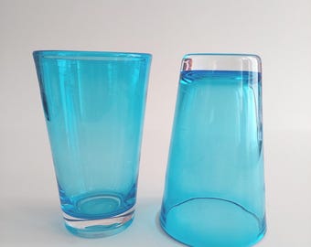 Aqua Blue 16oz Pint Glasses Set of 2 Turquoise Beer Glasses