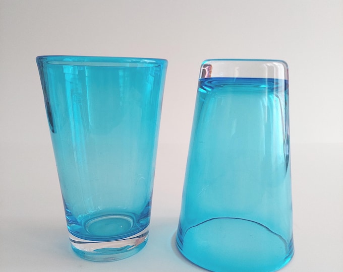 Aqua Blue 16oz Pint Glasses Set of 2 Turquoise Beer Glasses