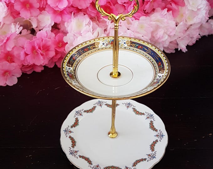 Elegant 2-Tier Bridgerton-Inspired Stand for Tea Parties, Desserts, and Jewelry Display
