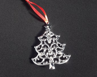 Lenox Sparke and Scroll Silverplate CHRISTMAS TREE Hanging Ornament
