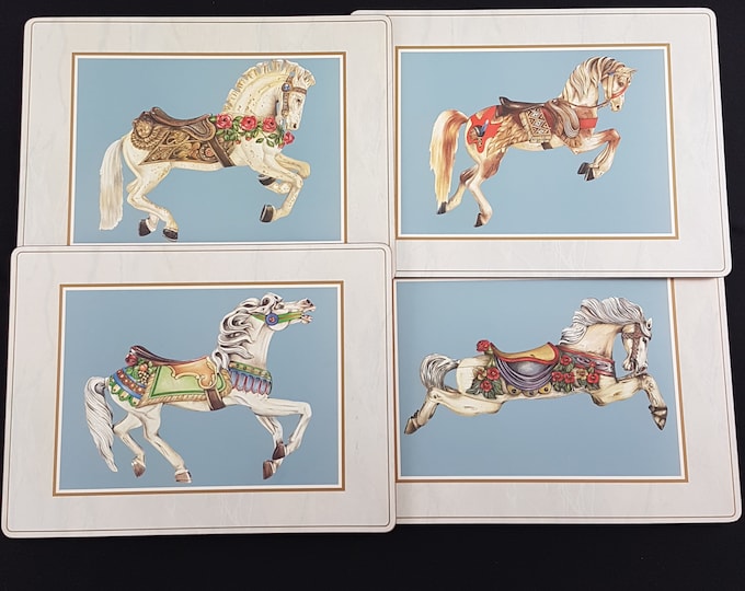 Vintage Pimpernel Placemats, CAROUSEL HORSE, Large 15x11 inch, Set of 4