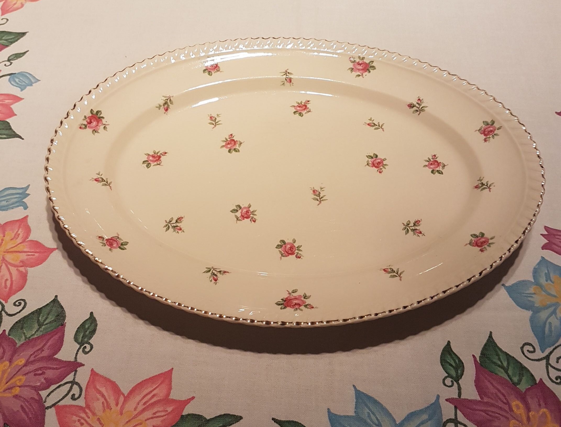 Johnson Brothers 12 Rose Chintz Platter, English Rose Pattern, Shabby