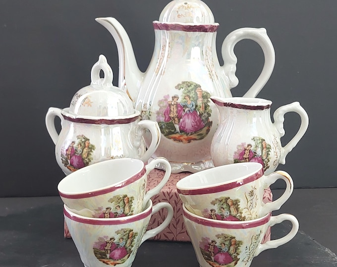 Vintage Jays Japan Lusterware Tea Set – Fragonard Courting Scene, Espresso Cups