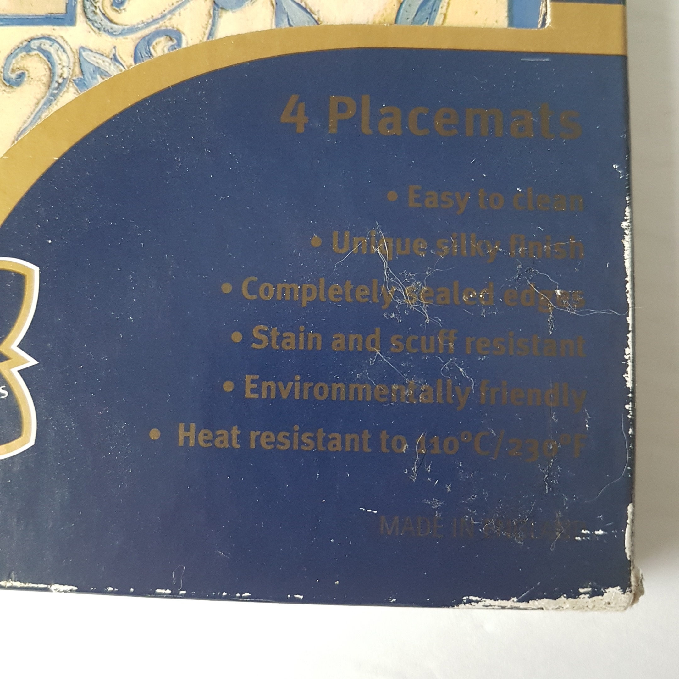 Vintage Pimpernel Corkback Placemats, Set of Four Blue Flower Hardboard