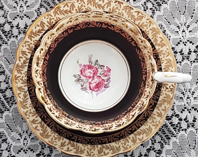 Black Royal Stafford Bone China Tea Cup & Saucer with Gift Options