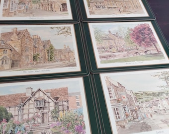 6 Pimpernel English Historic Locations Placemat Set 12x9 Inch Table Mats