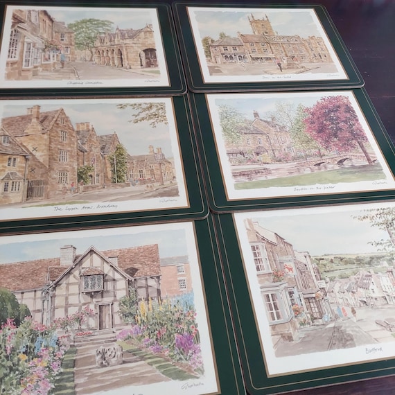 6 Pimpernel English Historic Locations Placemat Set 12x9 Inch Table Mats