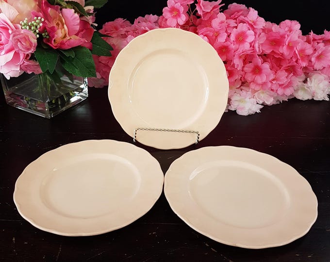 WH Grindley Peach Petal Vintage Ironstone Salad Dessert Plates 7.75 Made England 1950s