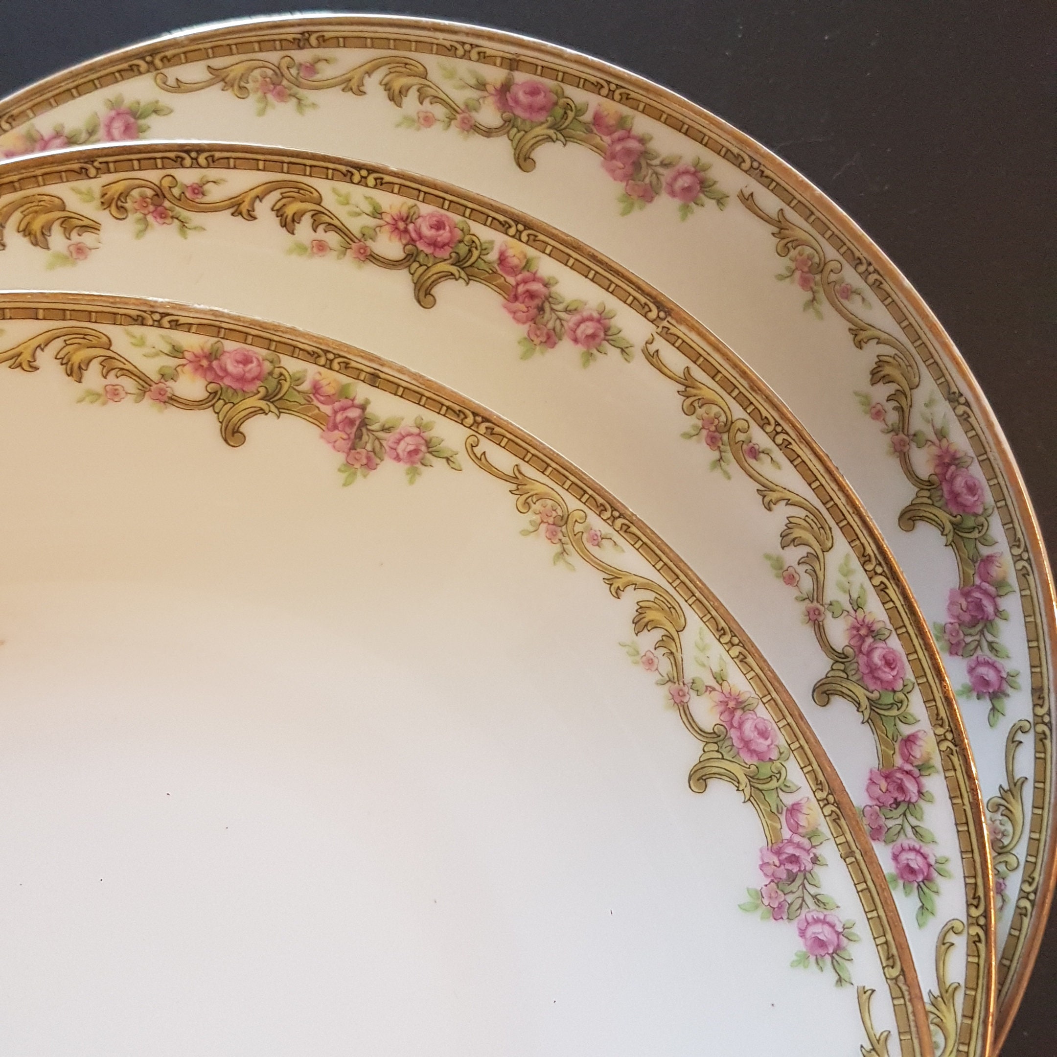 Antique T&V Limoges, Set of 6 Coupe Cereal Soup Bowls, Tressemann and