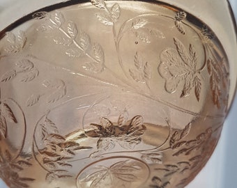 Carnival Glass Berry Bowl Set, Vintage Jeannette Glass Louisa Iridescent Floragold, 1950s