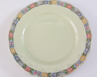 Grindley Almond Petal Rainbow Sage Green Ironstone Dinner Plate, Each Plate