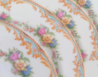 Vintage Noritake Milroy Salad Plates Set of 4 - Cottagecore Floral Dinnerware Antique Pattern