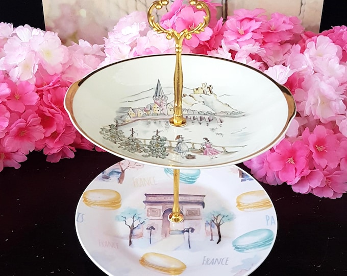 Elegant 2-Tier Bridgerton-Inspired Stand for Tea Parties, Desserts, and Jewelry Display