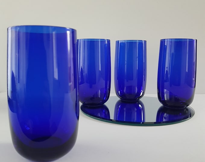 Blown Glass Cobalt Blue 24oz Water Glasses