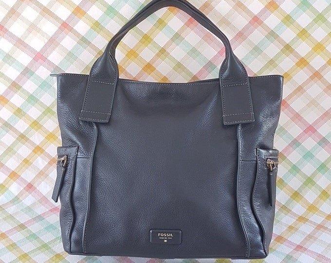 FOSSIL Black Leather Top Handle Bag