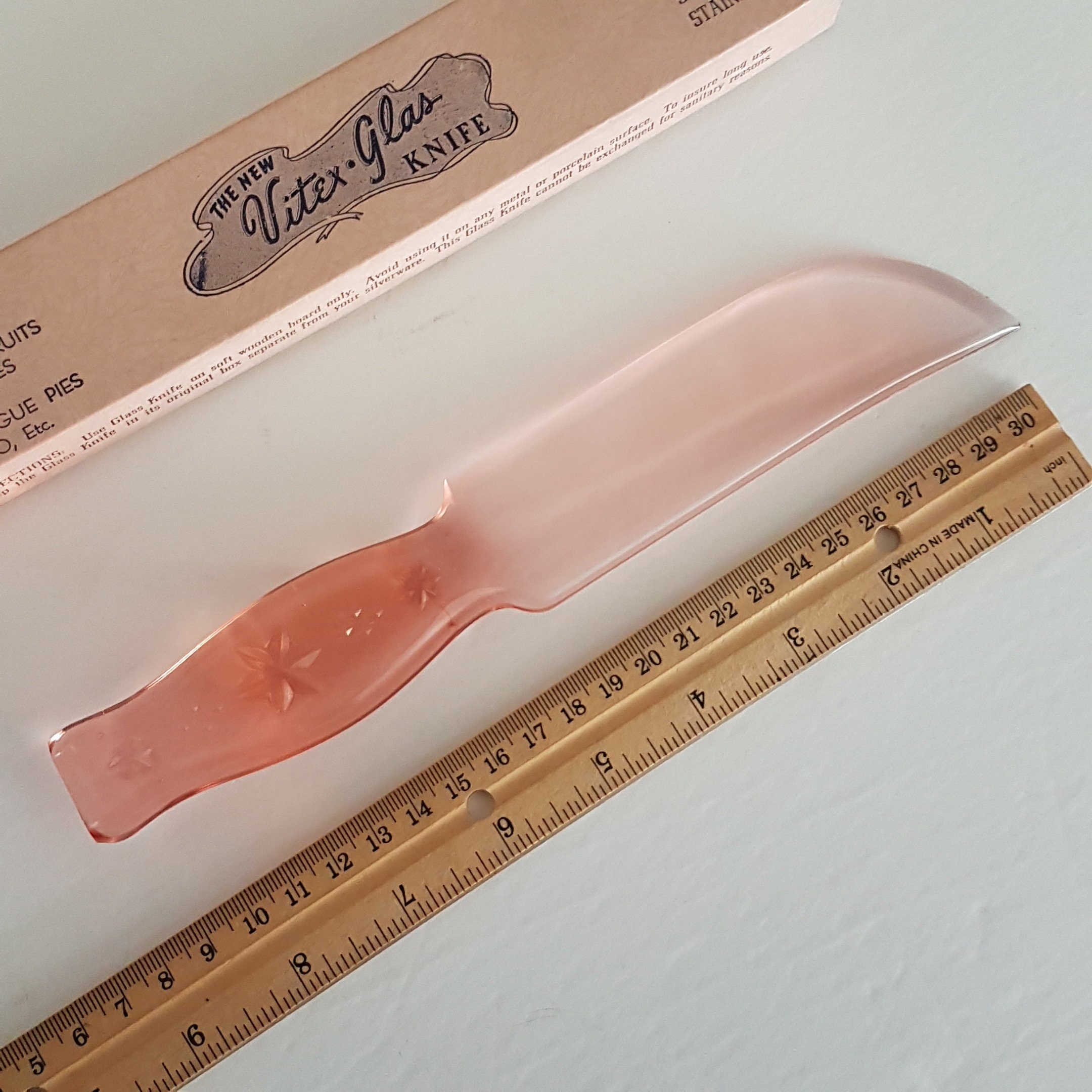 Pink Depression Glass Cake Knife, 9 Inch, The New Vitex Glas Knife