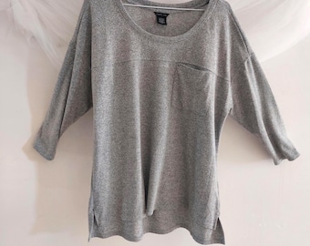 Calvin Klein Jeans Grey Heather Pocket Tunic Oversized Relaxed Fit Split Hem Size XL