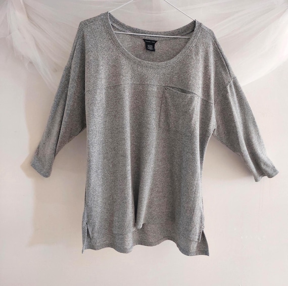 Calvin Klein Jeans Grey Heather Pocket Tunic Oversized Relaxed Fit Split Hem Size XL