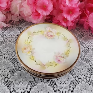Elegant Vintage Altenburg China Dessert Plates Set: Hand-Painted German Floral Tableware for Cottagecore Decor