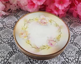 Elegant Vintage Altenburg China Dessert Plates Set: Hand-Painted German Floral Tableware for Cottagecore Decor