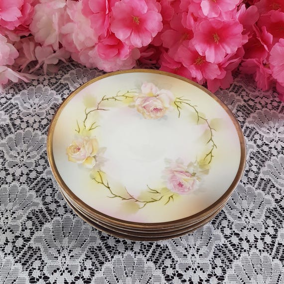Elegant Vintage Altenburg China Dessert Plates Set: Hand-Painted German Floral Tableware for Cottagecore Decor