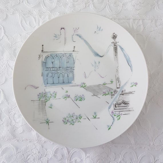 Rosenthal PLAZA Salad Plates Set: Raymond Loewy Mid-Century Art Deco Porcelain Dinnerware Collection