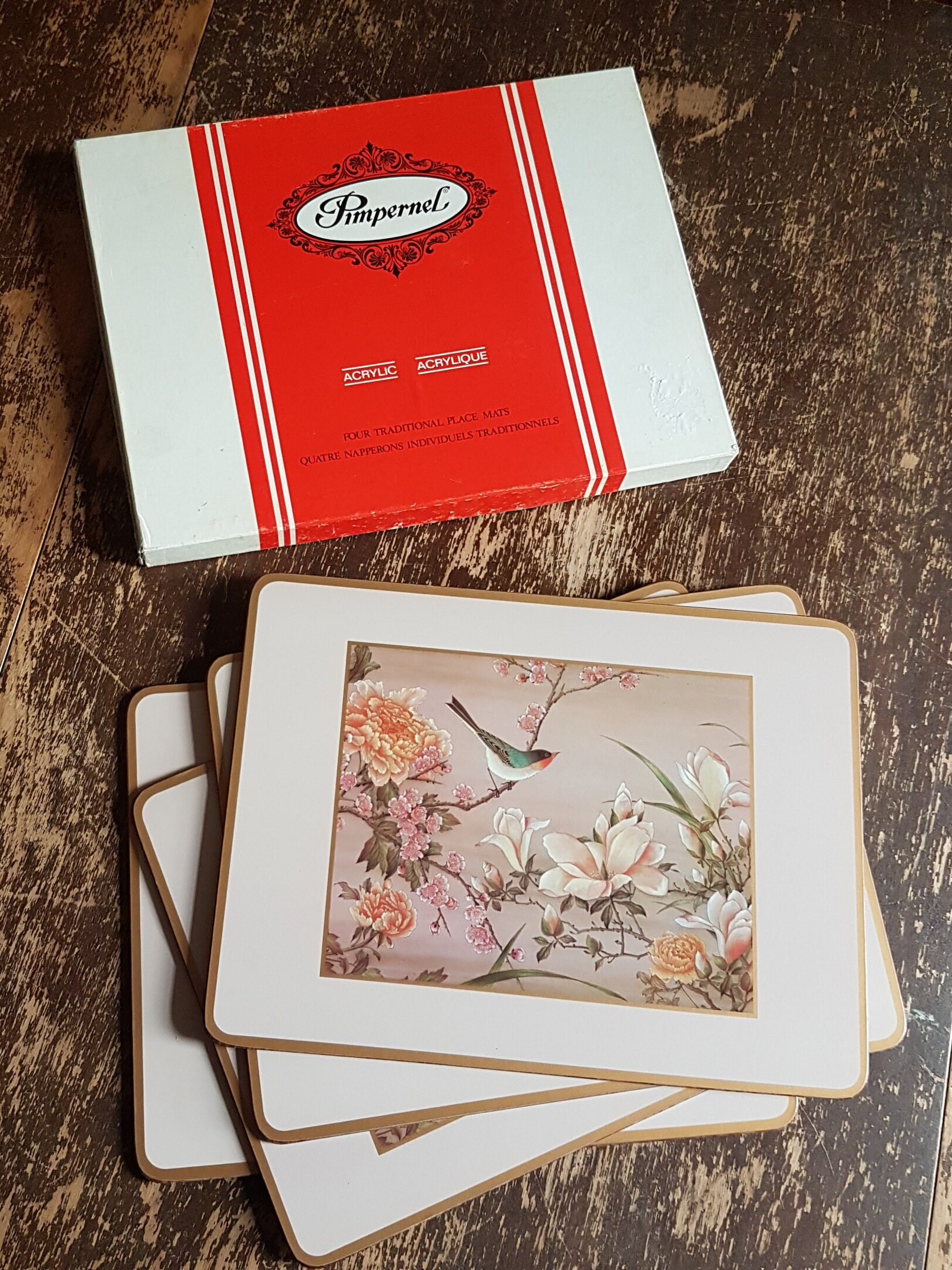 Pimpernel ORIENTAL BIRDS & FLOWERS Cork Back Placemats, Set of 4