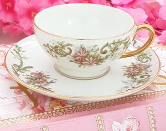 Antique Limoges 8-Piece Porcelain Tea Set: Cups & Saucers for 4 - Vintage French China