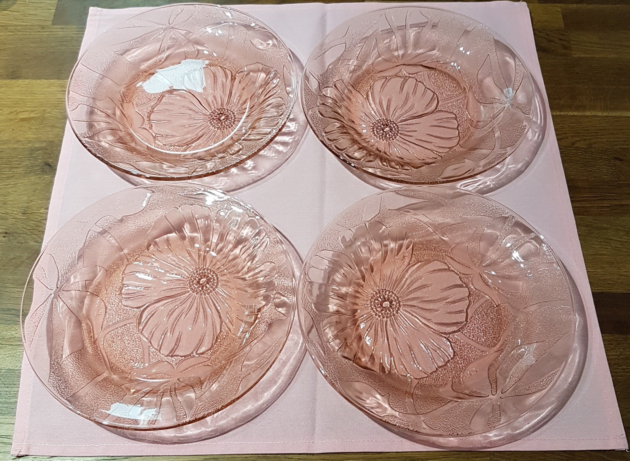 RESERVED Vintage Pink KIG Indonesia Glass Bowls, Set of 4 Salad