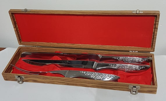Japanese Stainless Steel Meat Carving Set: Vintage MCM Original Box