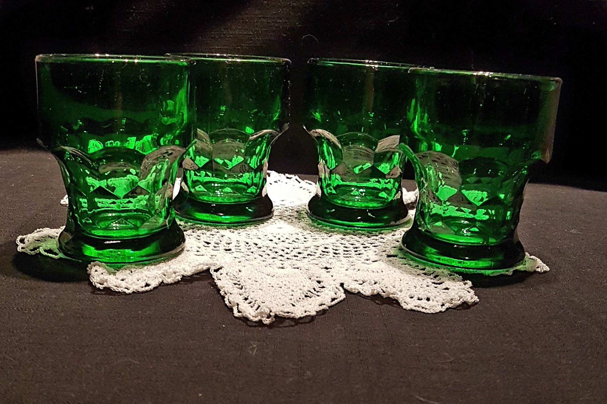 green drinking glasses vintage