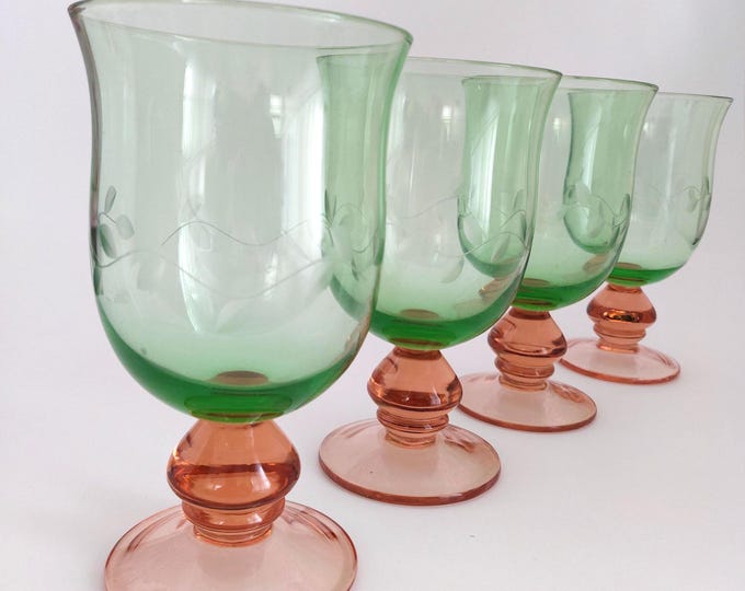 Pfaltzgraff Napoli 16oz Ice Tea Goblet Set Watermelon Glass Drinkware