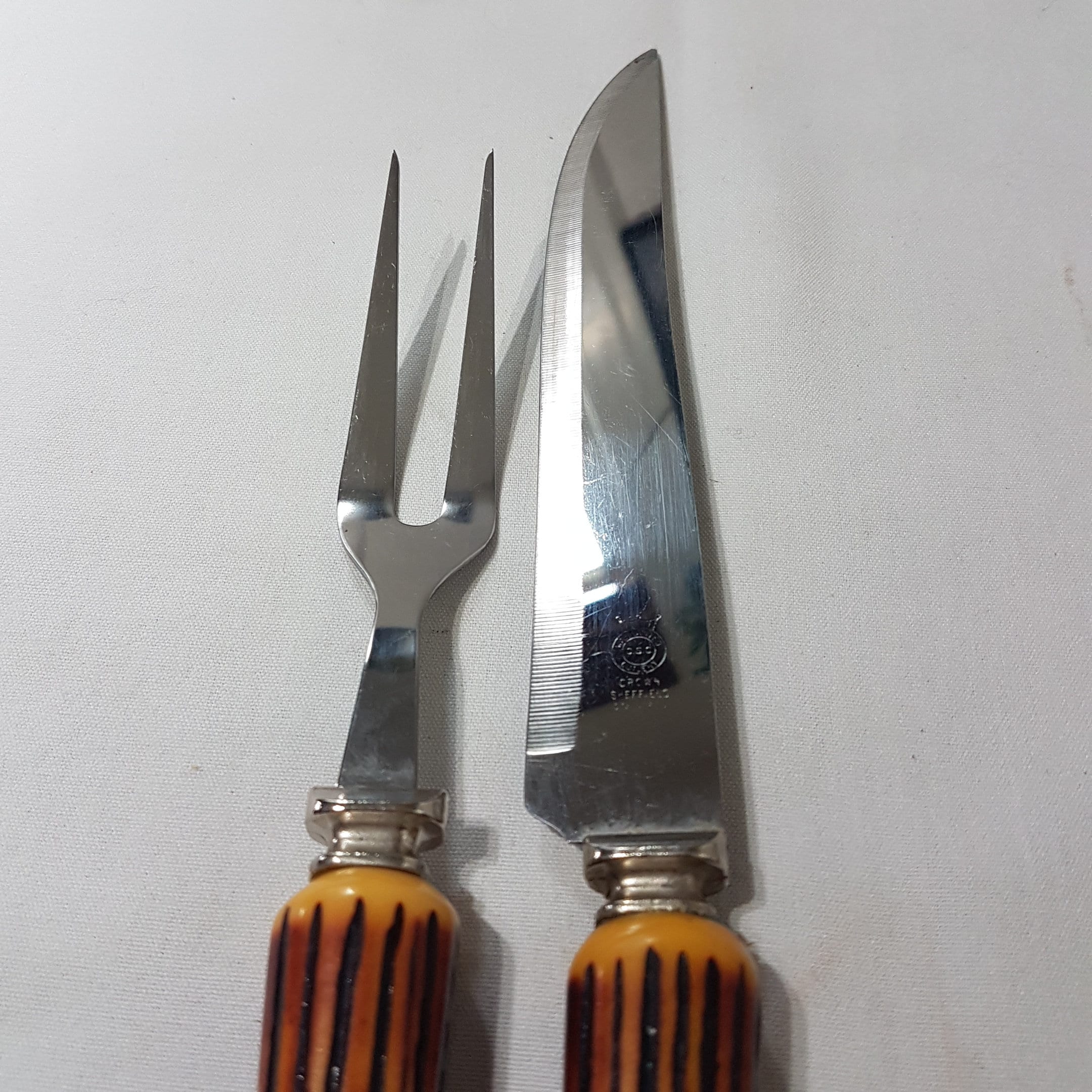 Vintage Carving Set Meat Serving Fork Meat Carving Knife with 6 Dinner