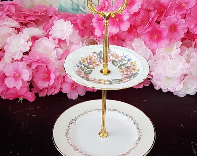 Elegant 2-Tier Bridgerton-Inspired Stand for Tea Parties, Desserts, and Jewelry Display
