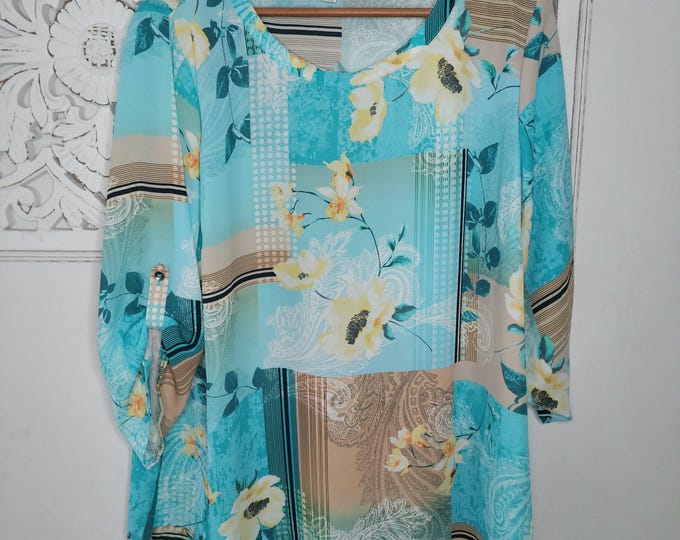 Northern Reflections Three Quarter Sleeve Patchwork Shirt XL Petite