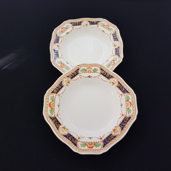 Vintage Imari Soup Bowls, Alfred Meakin ROYAL CALEDONIA, Sets of 2, England